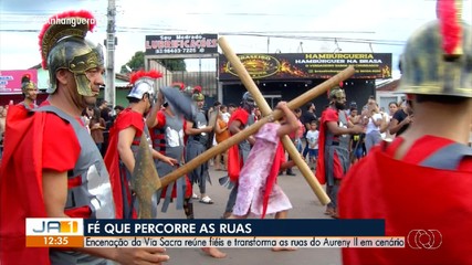Moradores enceram procissão da Paixão de Cristo em ruas de Palmas