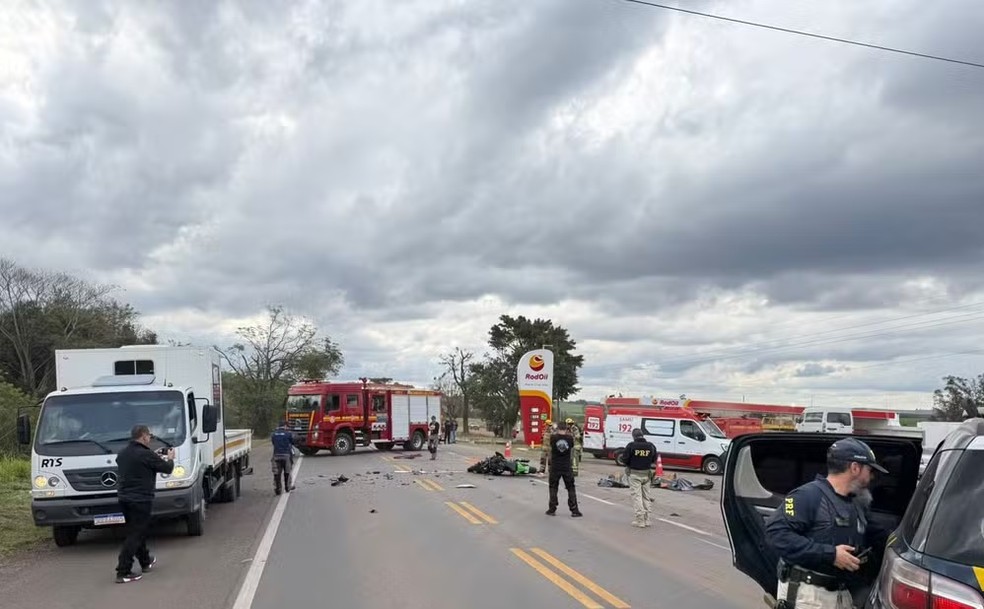Acidente com morte na entrada de posto de combustíveis na BR-158, em Cruz Alta — Foto: Fábio Marangon/Arquivo pessoal