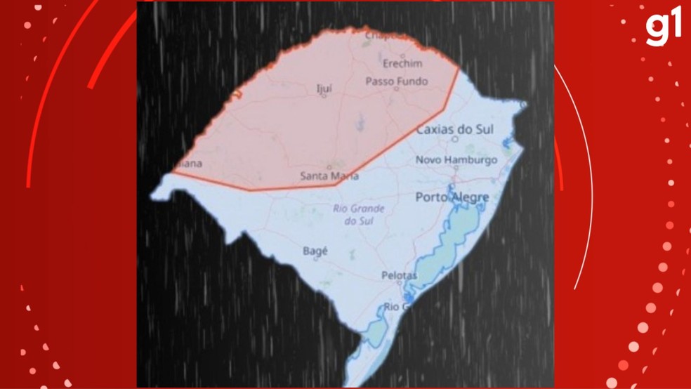 Defesa Civil emitiu alerta para chuvas fortes no RS — Foto: Reprodução/Defesa Civil do RS