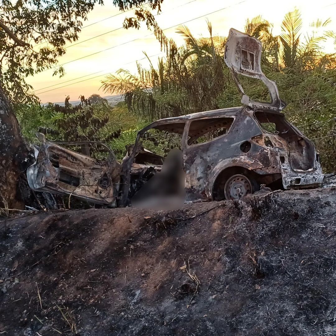 Técnico de enfermagem morre carbonizado após carro bater em árvore e pegar fogo na TO-336