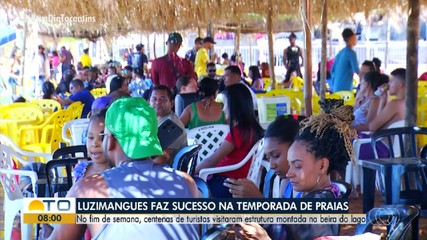 Praia de Luzimangues se destaca na temporada com estrutura montada à beira do lago