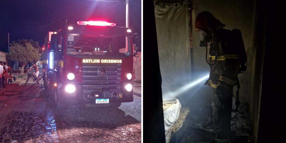 Bombeiros combatem incêndio que destruiu parte de uma casa em Januária
