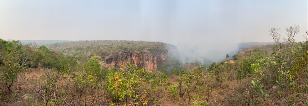 Pontos turísticos em Chapada dos Guimarães (MT) são fechados após incêndios na região — Foto: Corpo de Bombeiros de Mato Grosso