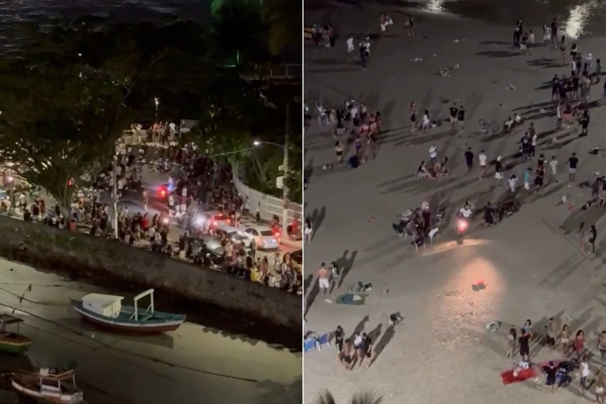 Moradores denunciam situação de praia do litoral de SP com motos empinadas, multidão e drogas; VÍDEO