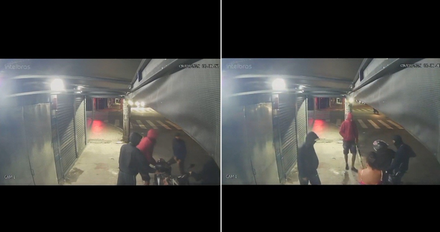 Câmera registra roubo de moto por três homens em Cabo Frio