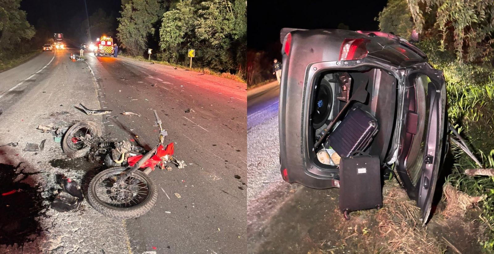 Motociclista morre e casal fica ferido após acidente envolvendo 3 veículos na BR-280, em SC