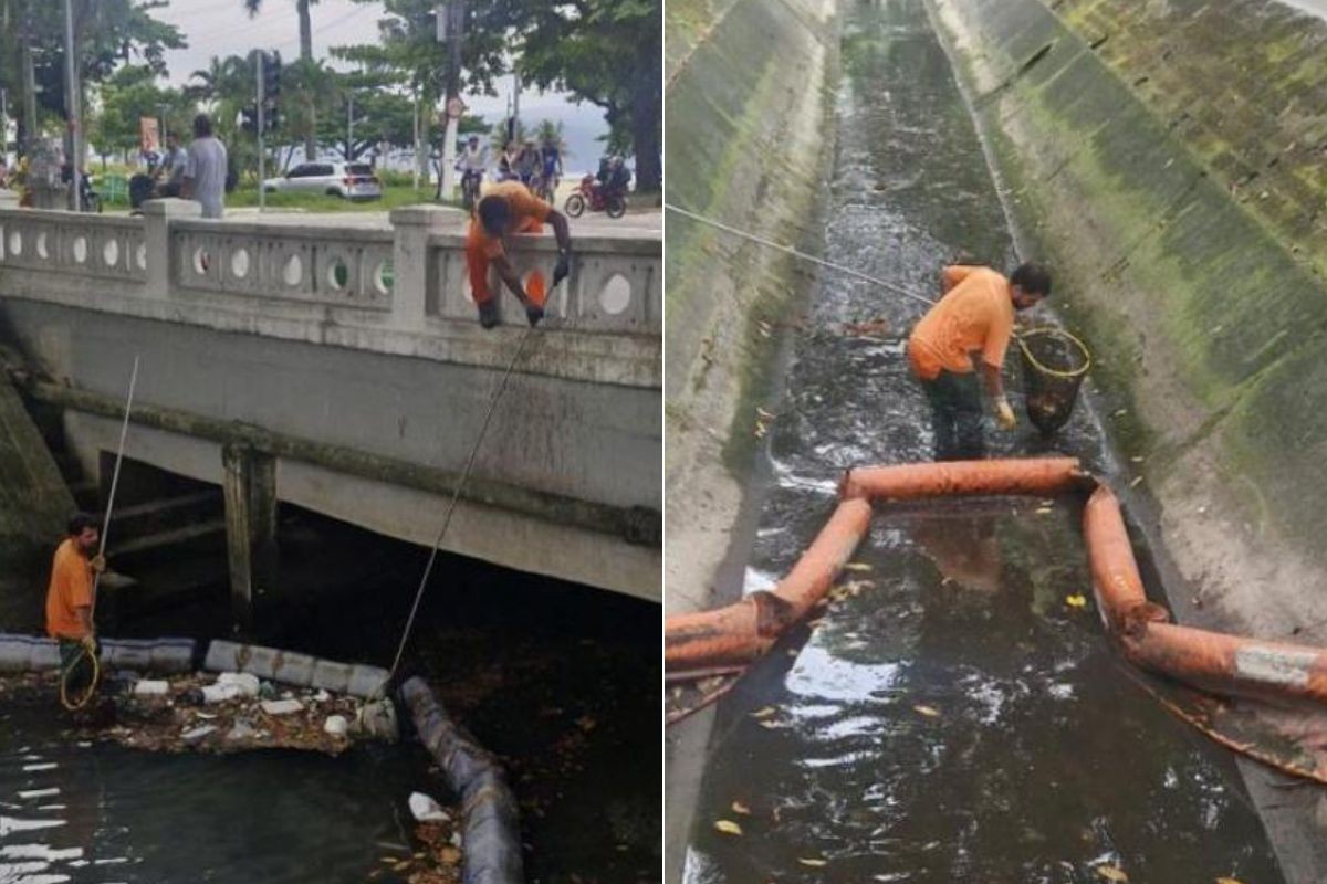 Santos amplia limpeza de barreiras flutuantes para temporada de verão
