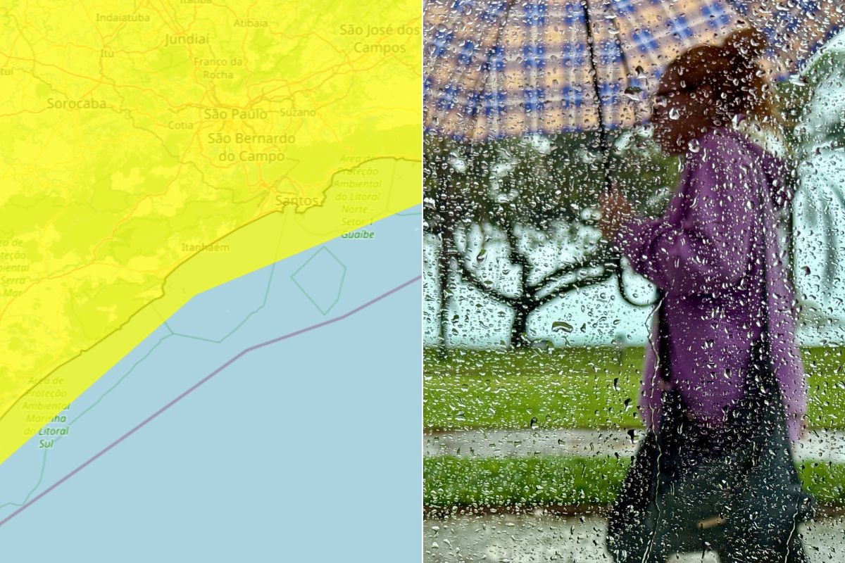 Inmet emite alerta amarelo para chuvas intensas no litoral de SP; veja a previsão completa