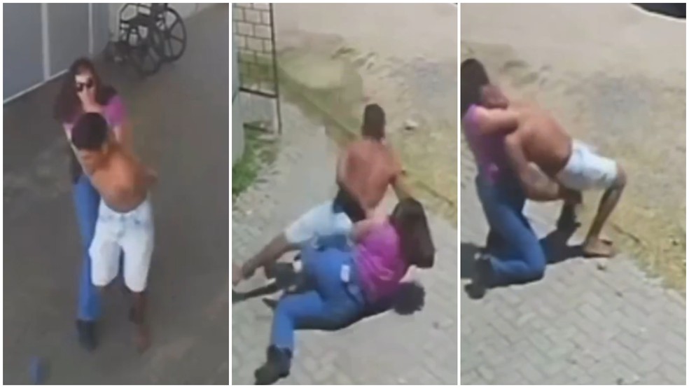 Policial civil agarra, derruba, dá mata-leão e impede fuga de preso em Quixadá (CE) — Foto: Reprodução