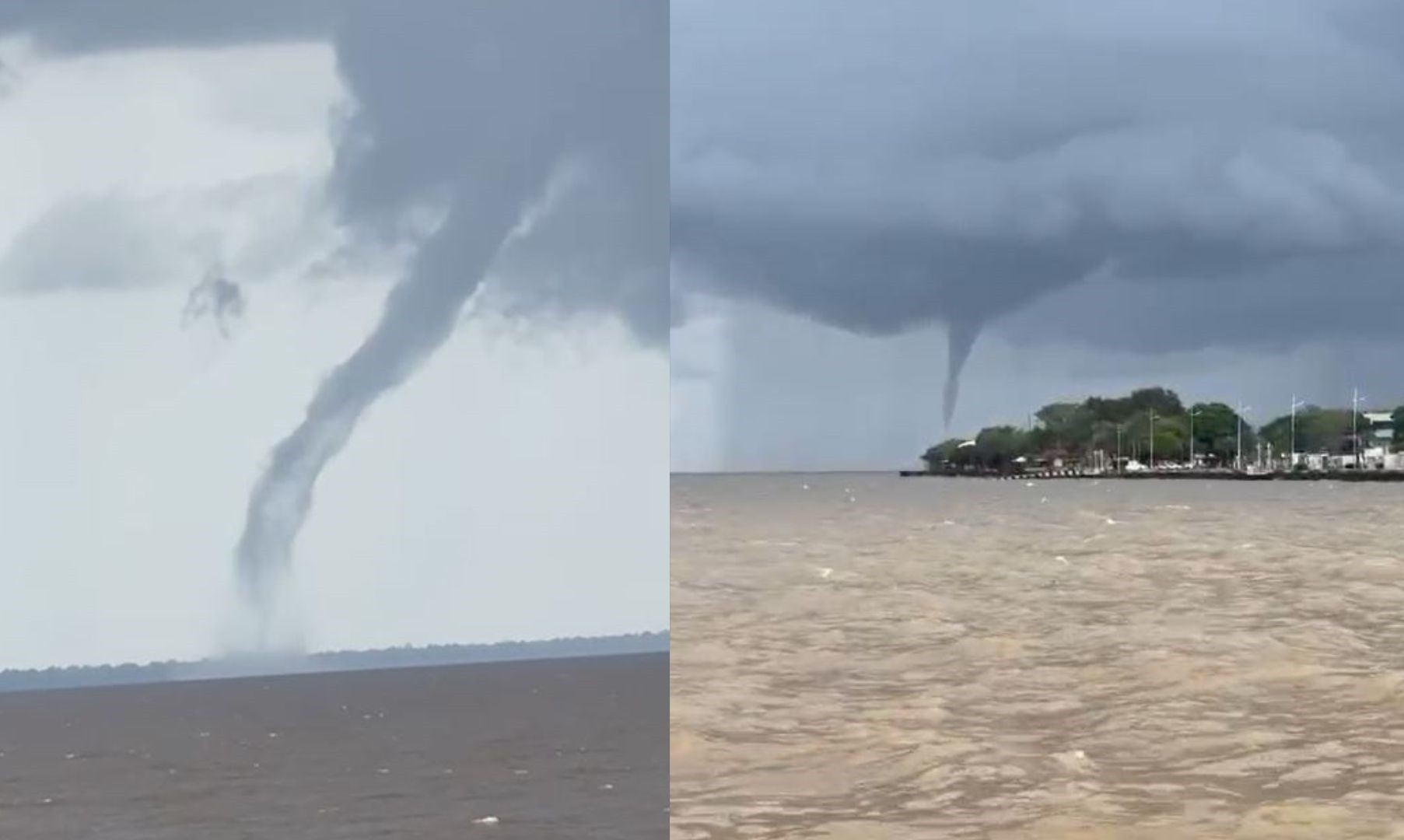 VÍDEO: tromba d’água surge no Rio Amazonas após chuva intensa na capital do Amapá