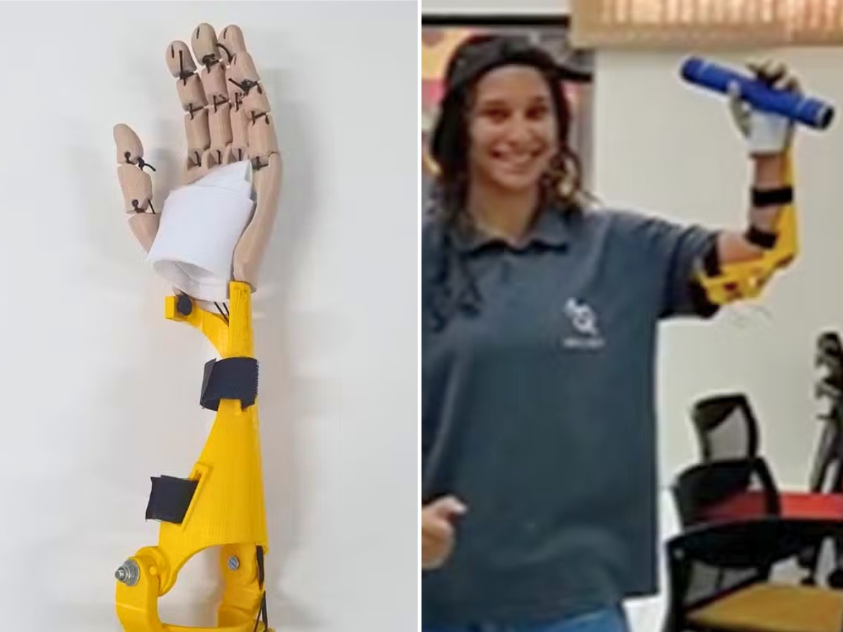 Alunos criam prótese 3D para colega de sala que nasceu sem parte do braço no interior de SP 