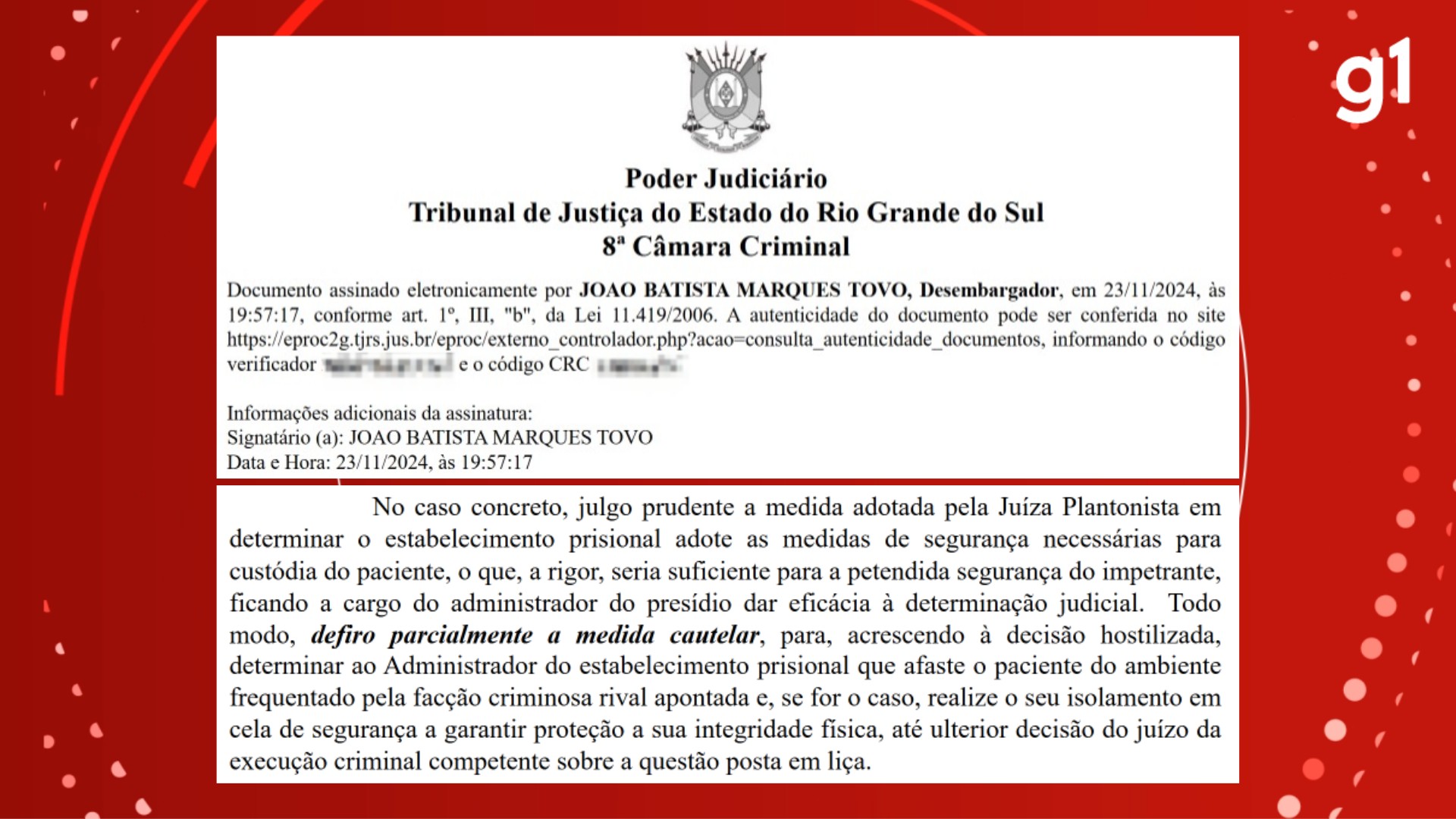 Justiça do RS autorizou isolamento de preso morto dentro de cadeia 2 horas após ataque; detento havia pedido transferência