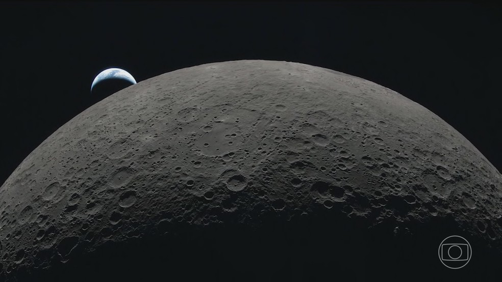 Astronautas da Artemis II encantam o mundo com novas fotos da Lua e da Terra — Foto: Jornal Nacional/ Reprodução