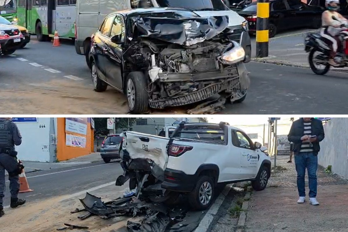 VÍDEO mostra engavetamento com cinco veículos na Ponte Preta, em Campinas