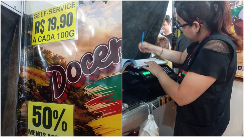 Decon realizou fiscaliza&ccedil;&atilde;o em estande de doces denunciado por consumidores e constatou pr&aacute;ticas abusivas no estabelecimento. &mdash; Foto: MPCE/ Divulga&ccedil;&atilde;o