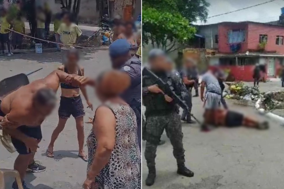 Policial militar atira duas vezes contra homem durante discussão, no bairro Bitaru, em São Vicente (SP) — Foto: Reprodução
