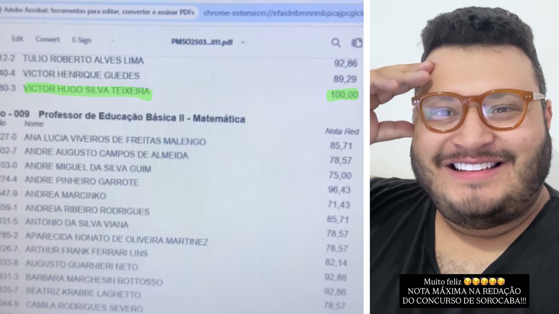 Ex-BBB Victor Hugo tira nota máxima e passa em 3º concurso público no interior de SP: 'Fiquei lisonjeado'