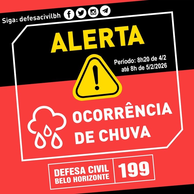 BH tem previsão de chuva forte até quinta-feira; veja previsão do tempo até o fim de semana