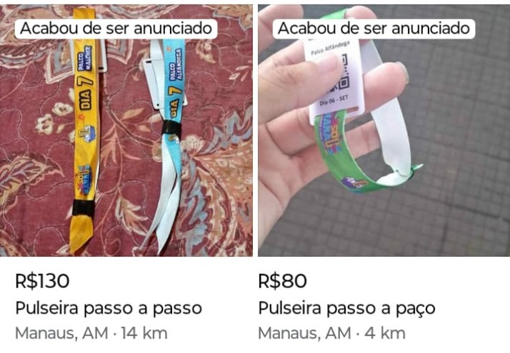 Pulseiras do 'Sou Manaus 2025' aparecem à venda na internet por até R$ 130 mesmo com proibição