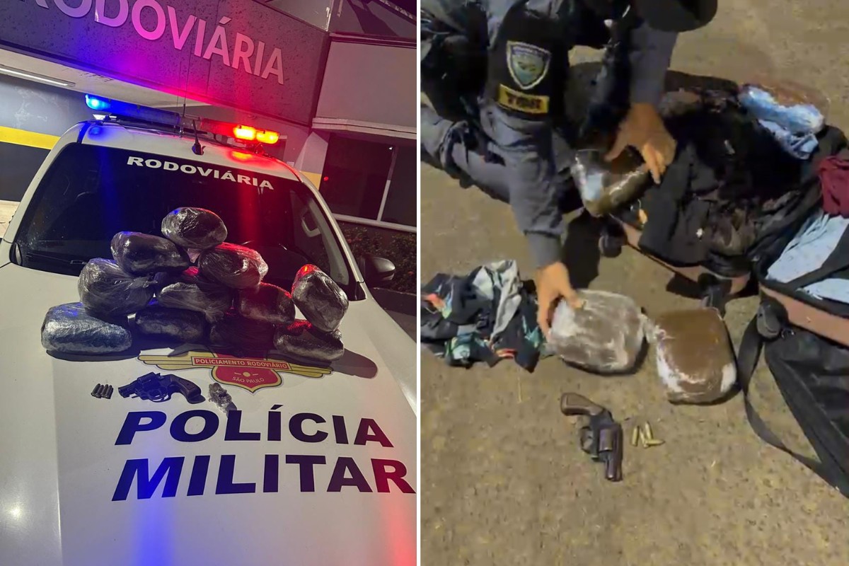 Homem é preso com drogas e revólver durante abordagem a ônibus no interior de SP