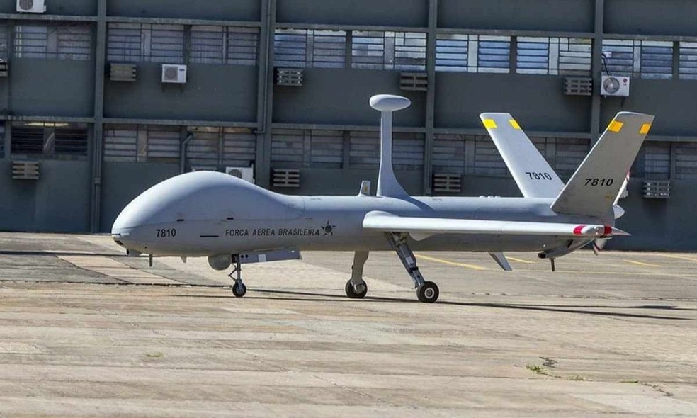 O modelo de drone utilizado é um RQ-900 Hermes, fabricado pela empresa israelense Elbit Systems — Foto: Sgt Rezende/Agência Força Aérea
