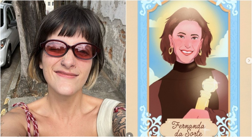 Sophia Andreazza, de Sorocaba (SP), é a designer responsável pela arte da 'Santa Fernanda da sorte', santinho distribuído no Globo de Ouro, neste domingo (11) — Foto: Arquivo pessoal