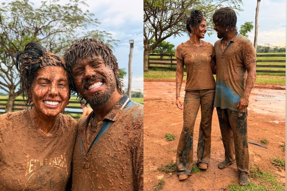 Foto do casal, Ana Castela e Zé Felipe, compartilhadas no Instagram de Poliana Rocha — Foto: Redes sociais