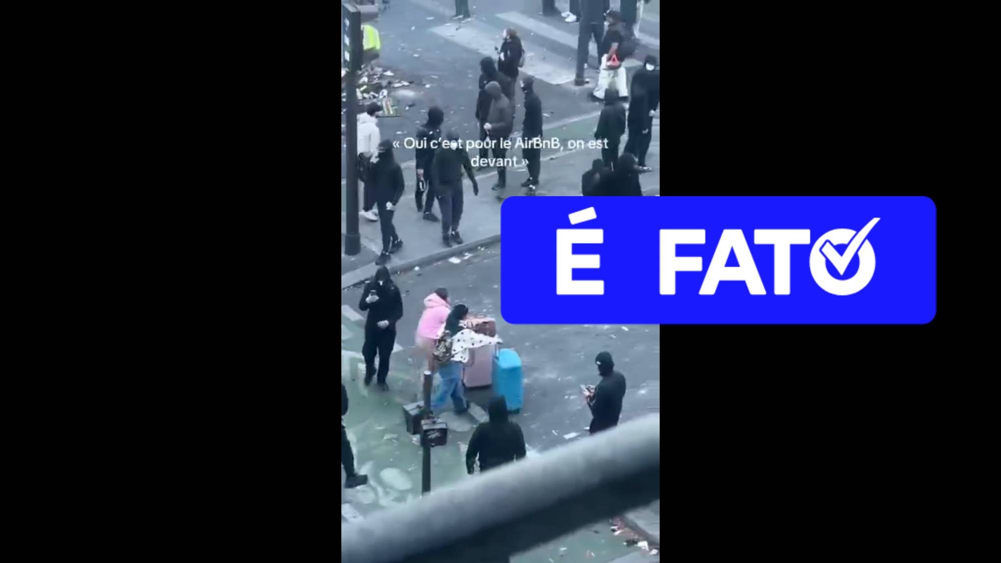É #FATO: vídeo mostra turistas empurrando malas em meio a protestos em Paris; assista