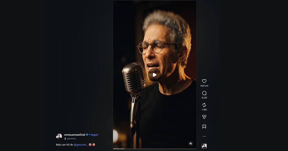 Romeu Zema aparece como cantor em vídeo produzido com inteligência artificial e publicado nas redes sociais — Foto: Reprodução/Instagram