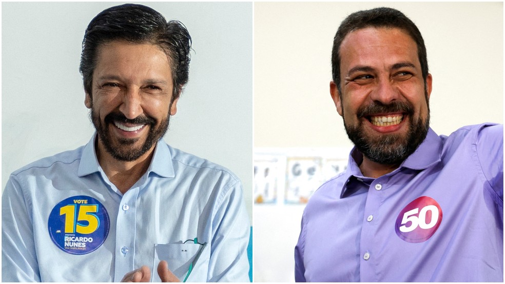 Ricardo Nunes (MDB) e Guilherme Boulos (PSOL) vão disputar o 2º turno em São Paulo — Foto: Reuters e AFP