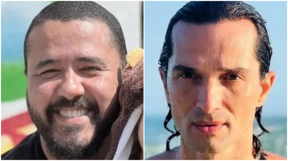 Bruno de Souza Rodrigues (esq.) é suspeito de matar o ator Jeff Machado (dir.) — Foto: Reprodução/TV Globo