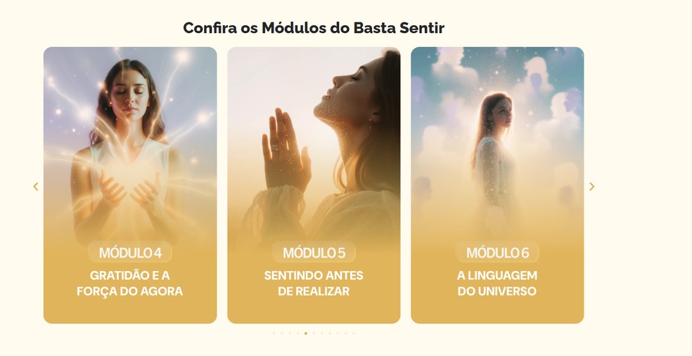 Print do site oficial do curso "Basta Sentir – O Treinamento". — Foto: Divulgação