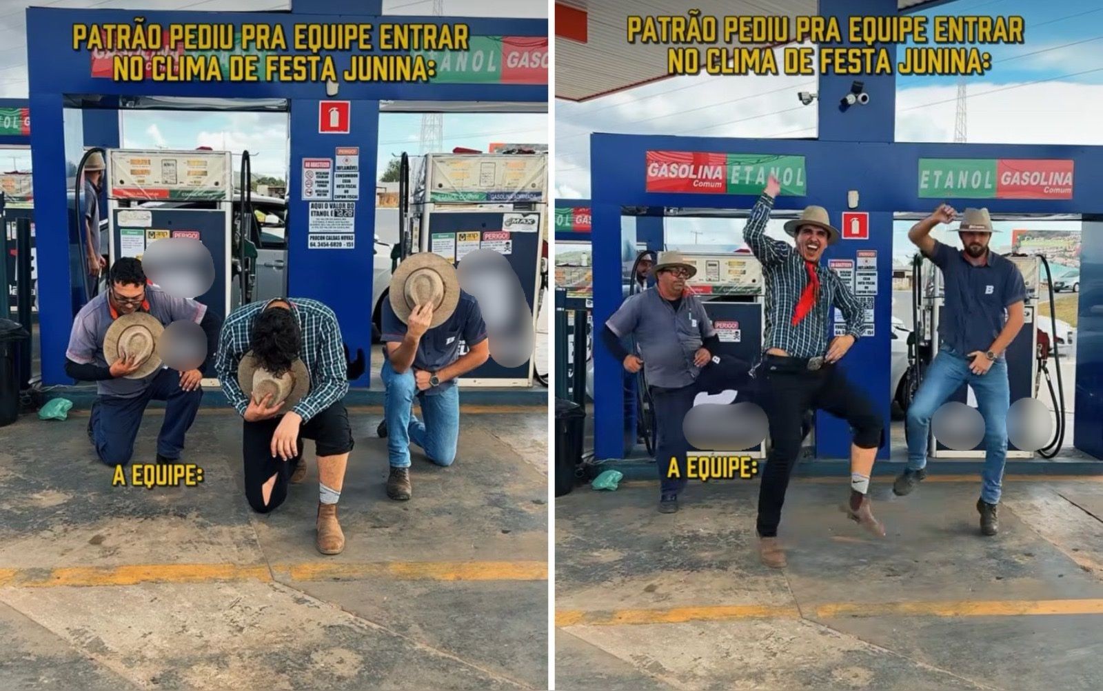 Vídeo com funcionários de posto de combustíveis dançando coreografia junina faz sucesso na web