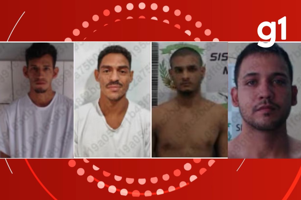 Seguem foragidos Antônio Augusto de Moraes Araújo, Alexsander Gonzaga da Silva, David Feitosa de Lima e José Cleiton Melo da Silva — Foto: Sejus-MT