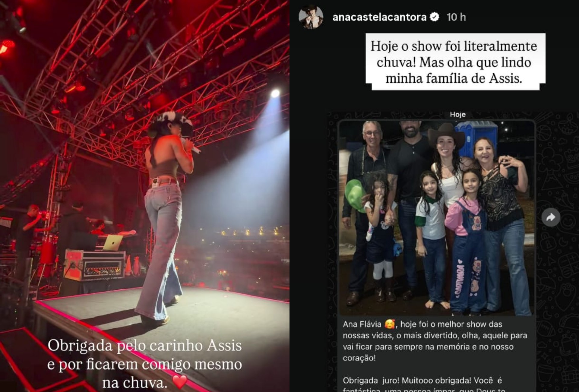 Família de Ana Castela encara chuva para assistir show: 'Isso é que é herança'