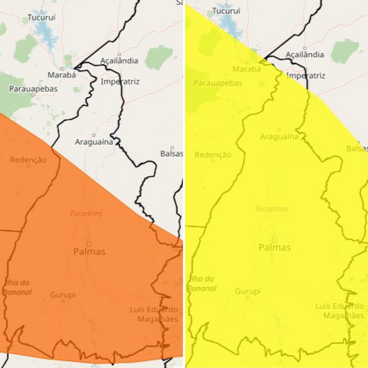 Alerta laranja com previsão de tempestades avança para mais regiões do Tocantins até esta terça-feira 