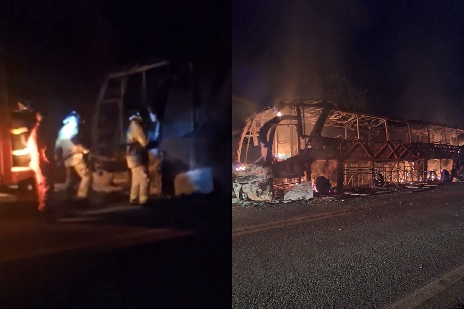 Ônibus de turismo fica destruído após pegar fogo na BR-407, no Piauí