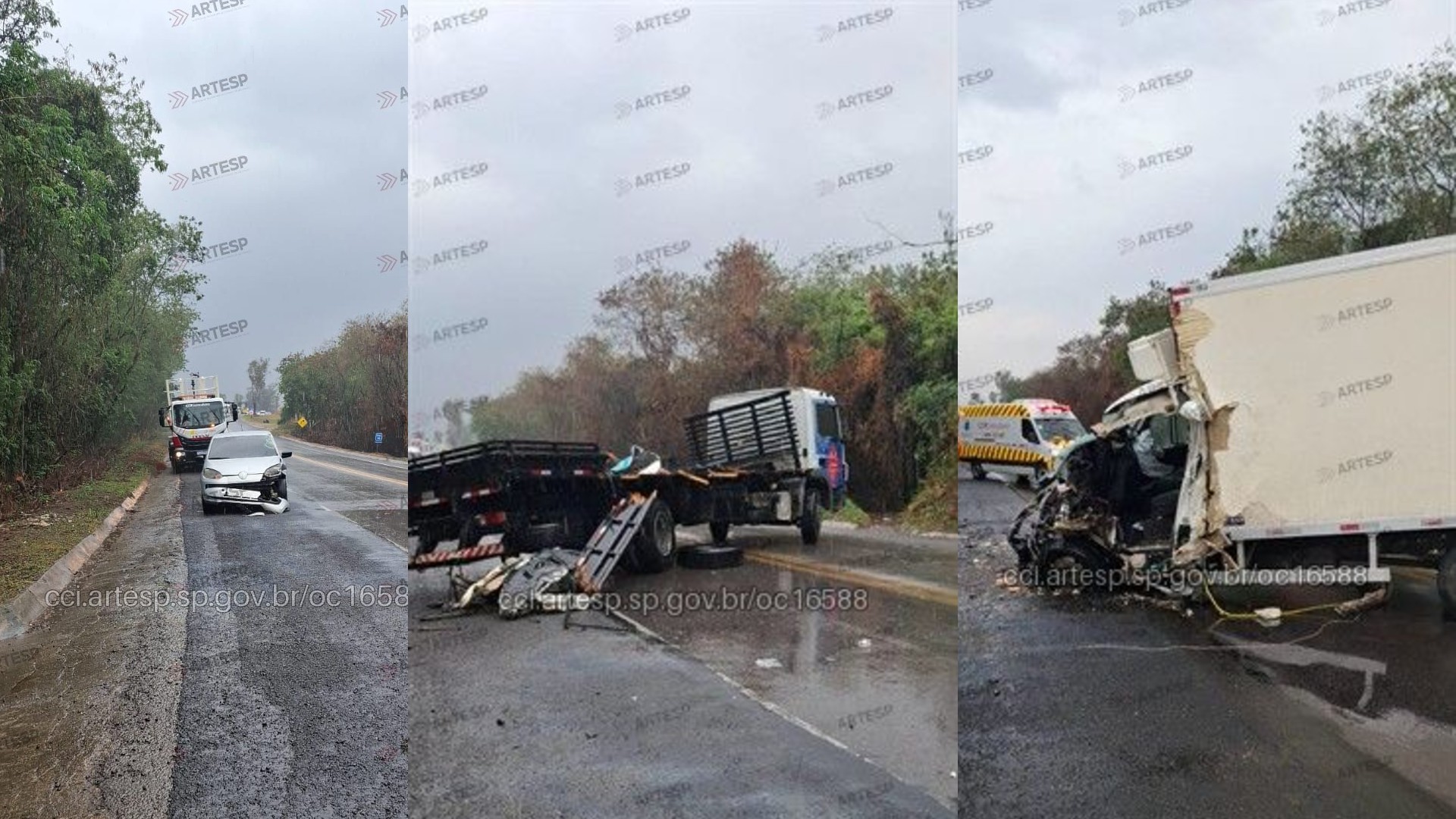 Acidente entre três veículos interdita rodovia deixa motorista ferido em Sorocaba