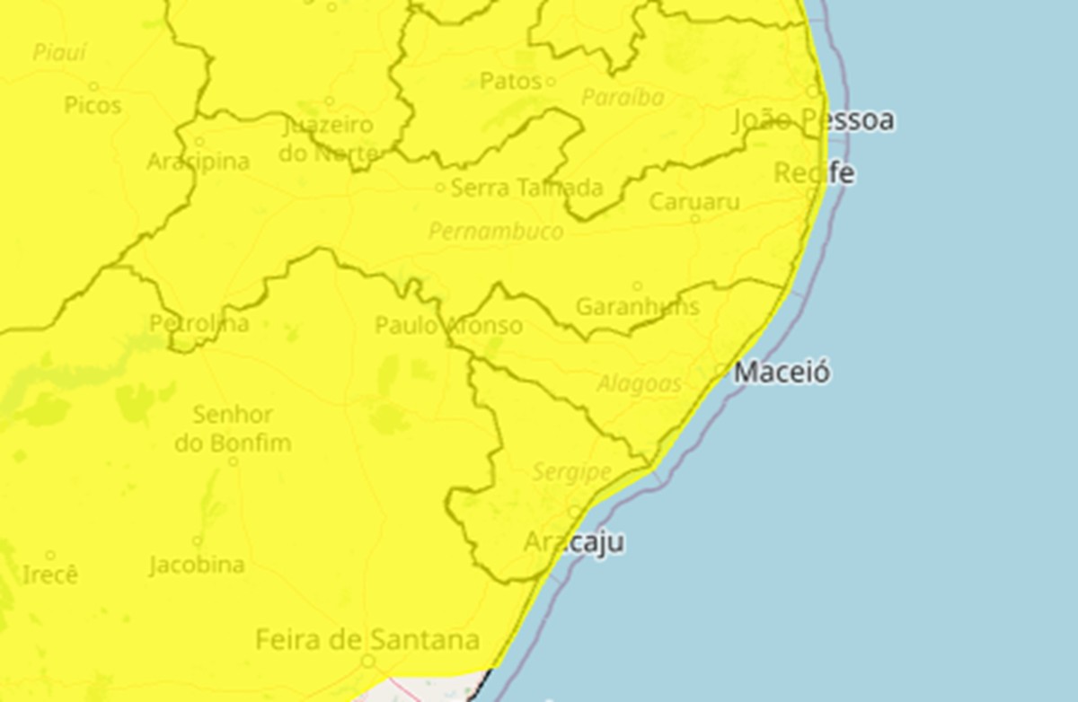 Alerta de vendaval atinge todas as cidades de Alagoas, diz Inmet