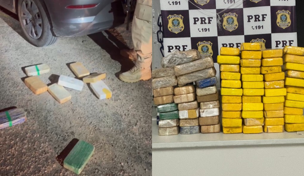 Motorista é preso com 69 kg de drogas em porta-malas durante fiscalização da PRF no Sertão da Paraíba