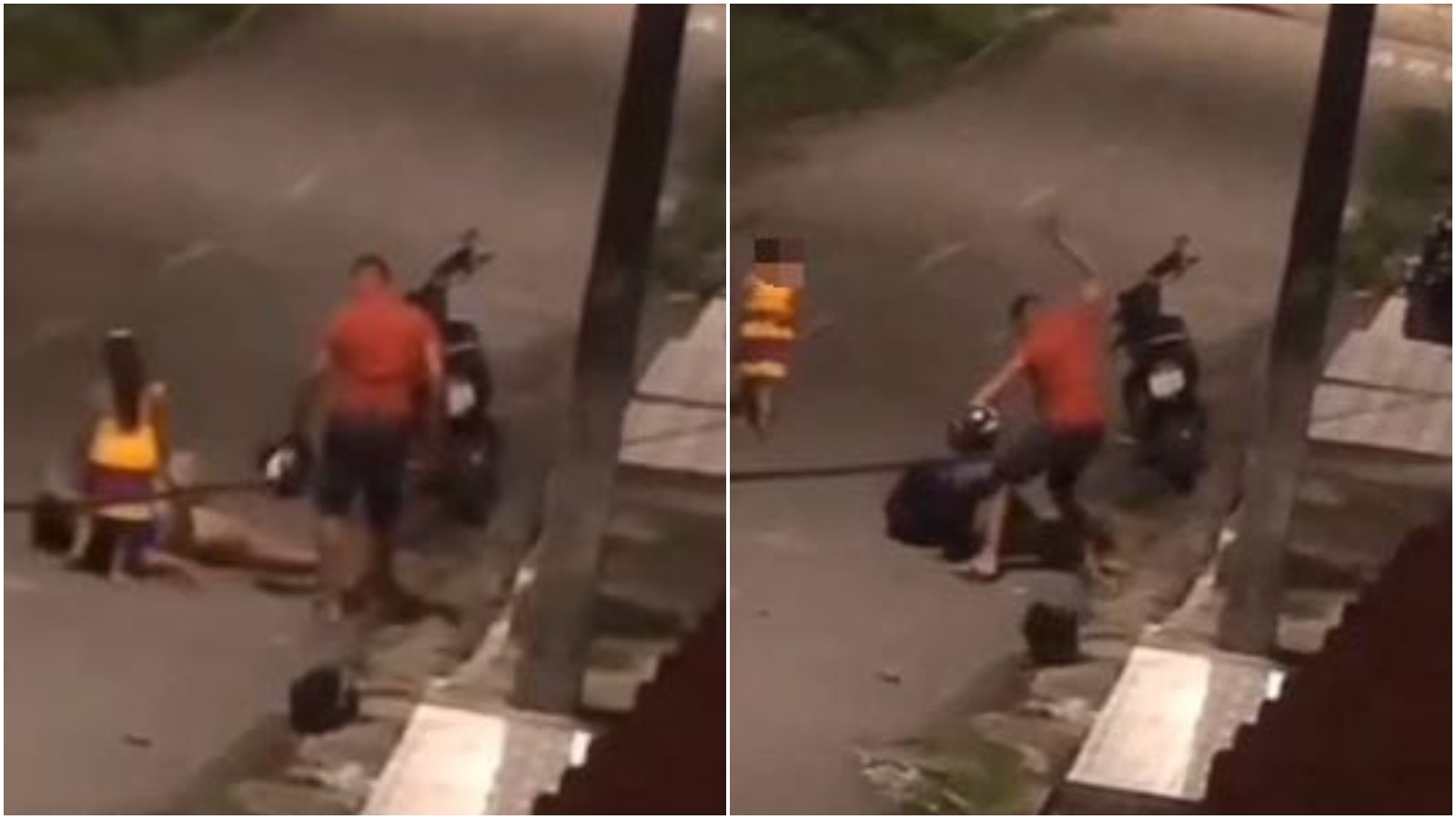 VÍDEO: Mulher é agredida por homem com tapas e socos na frente de criança