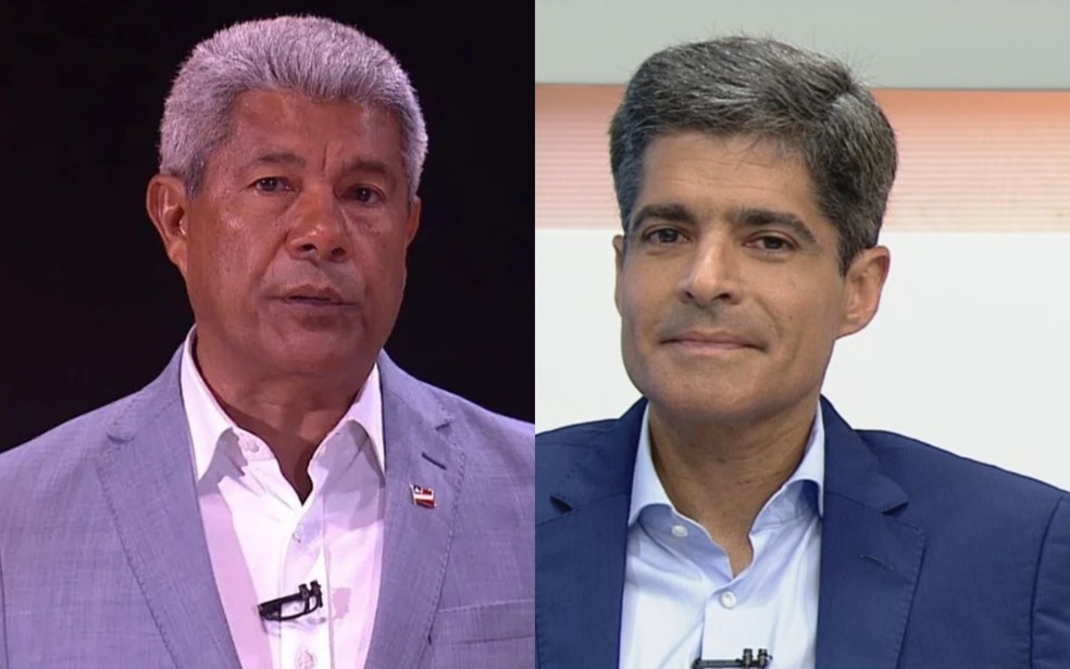 Jerônimo Rodrigues (PT) e ACM Neto (União Brasil) — Foto: Reprodução / TV Bahia