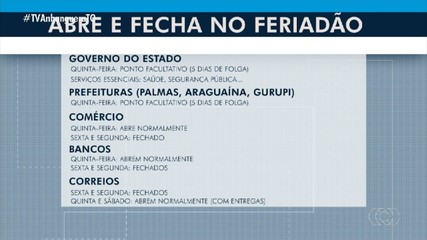 Veja o que abre e fecha em Palmas durante este feriado