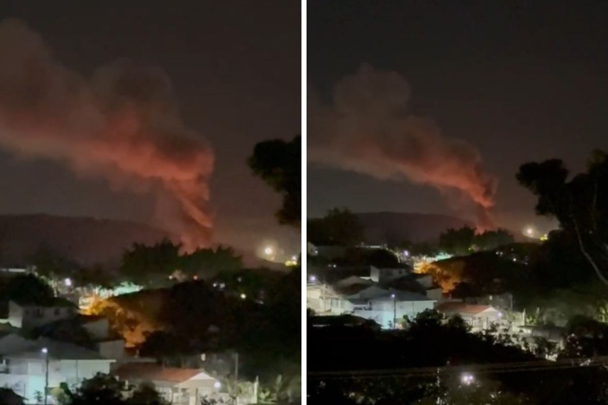 Vídeo mostra coluna de fumaça causada por fogo em empresa de Jacareí
