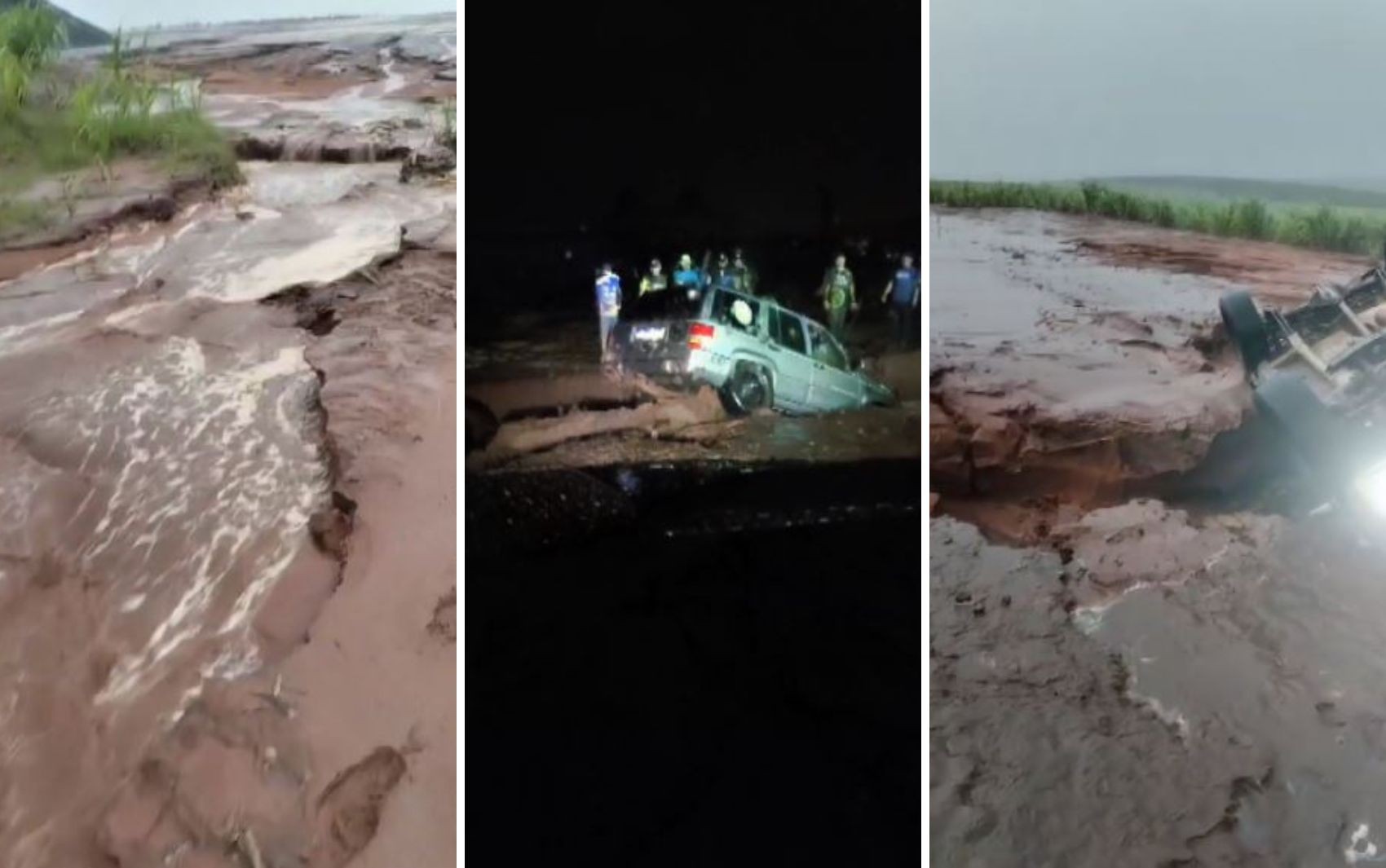Pontes desabam e estradas são interditadas durante fortes chuvas em Santa Rosa de Viterbo, SP