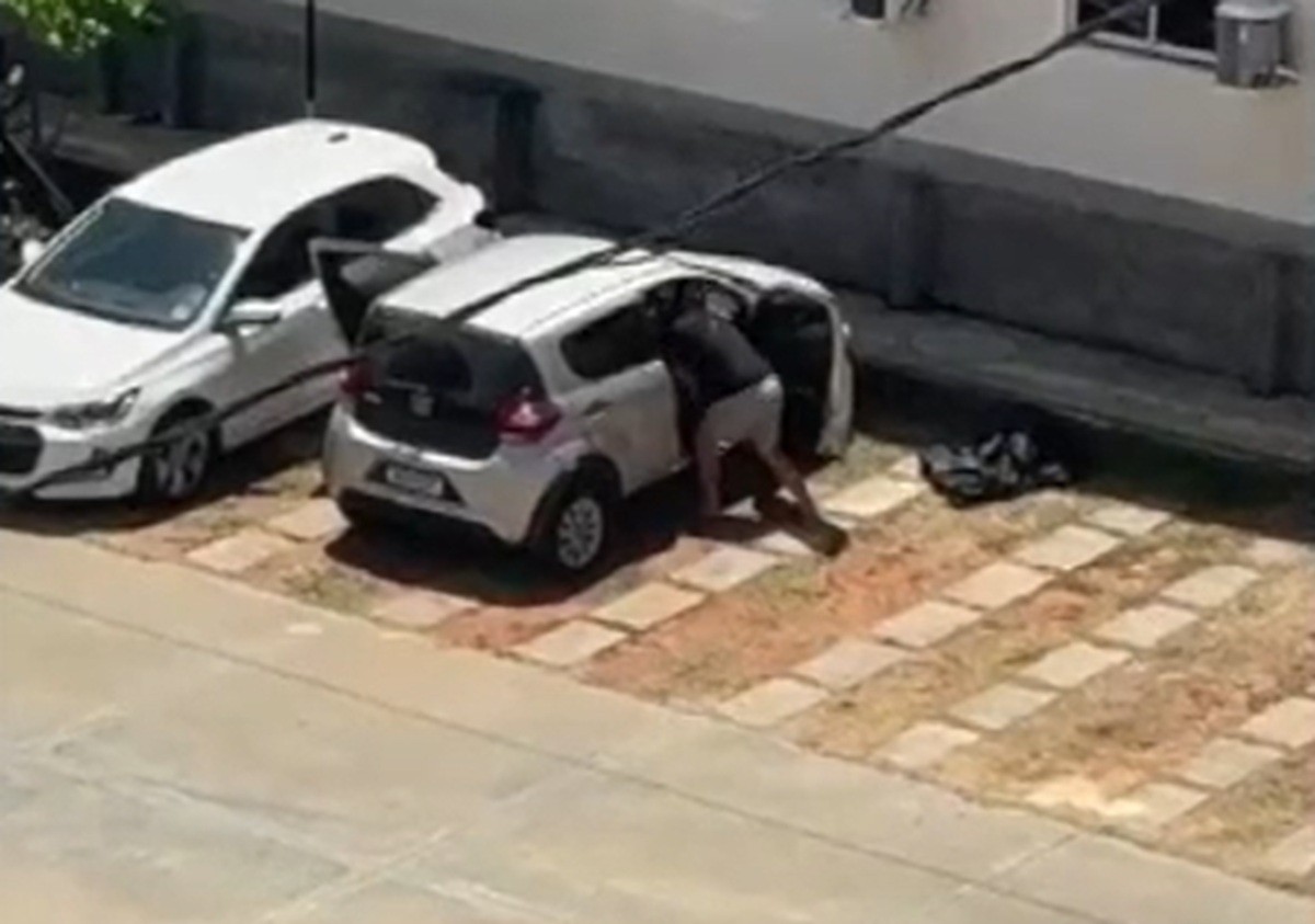 VÍDEO: Homem agride companheira grávida dentro de condomínio e é preso em Natal
