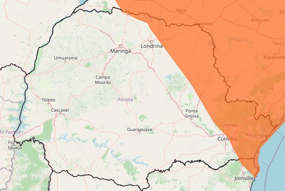 Alerta laranja do Inmet — Foto: Reprodução/Inmet