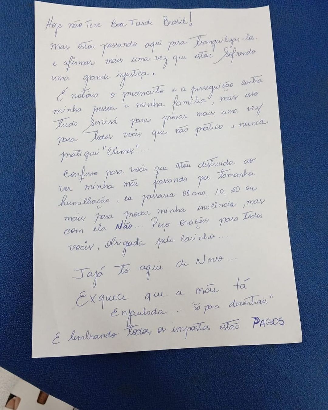 'A mãe tá enjaulada': Deolane adaptou um de seus bordões em carta publicada após prisão