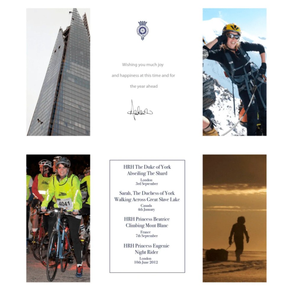 O cartão de Natal enviado a Epstein por Andrew em 2012 — Foto: Departamento de Justiça dos EUA / Divulgação