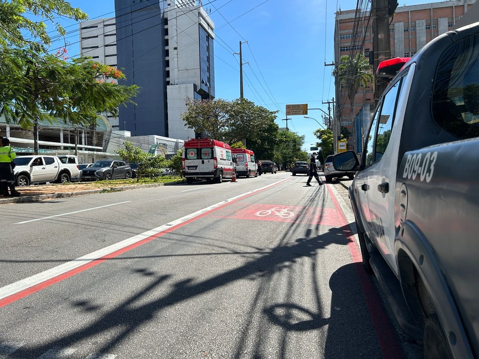 Crime aconteceu na avenida Prudente de Morais, uma das mais movimentadas da capital potiguar — Foto: Lucas Cortez/Inter TV Cabugi